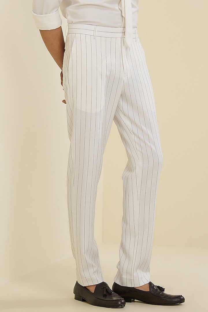 Off-White Suiting Striped Trousers by S&N by Shantnu Nikhil Men at Pernia's Pop Up Shop