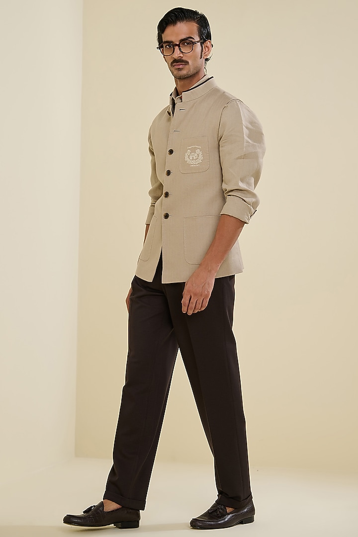 Beige Linen Waistcoat by S&N by Shantnu Nikhil Men at Pernia's Pop Up Shop