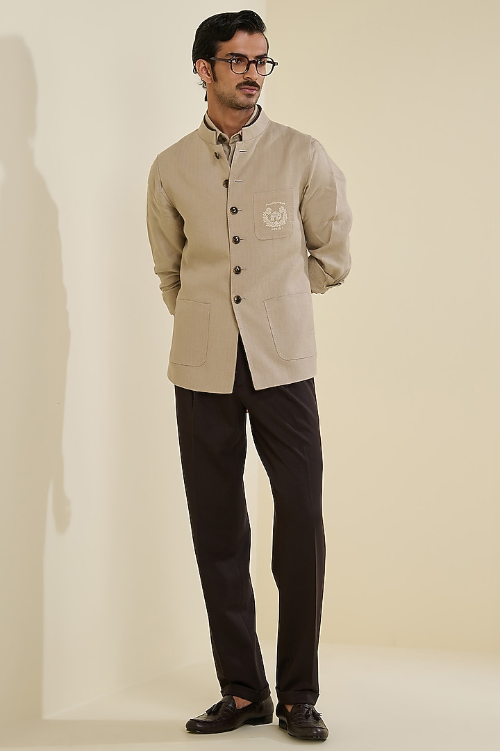 Beige Linen Waistcoat by S&N by Shantnu Nikhil Men at Pernia's Pop Up Shop