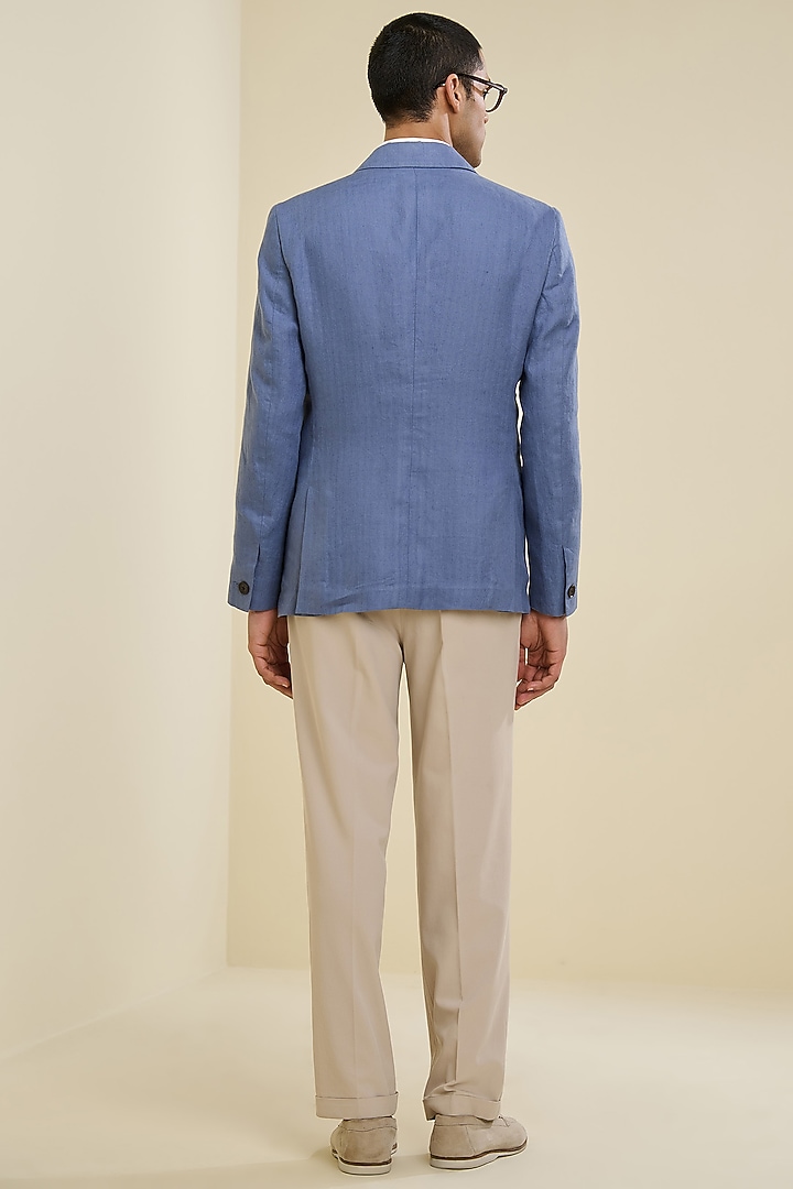 Denim Blue Linen Jacket by S&N by Shantnu Nikhil Men at Pernia's Pop Up Shop