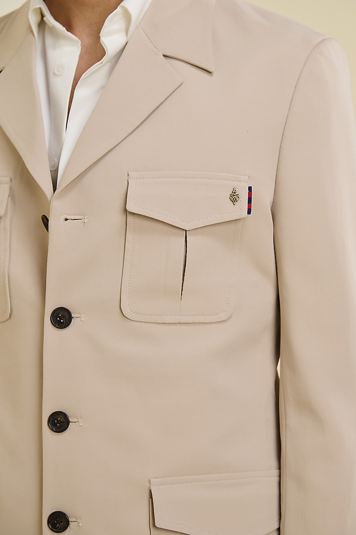 Beige Linen Safari Jacket by S&N by Shantnu Nikhil Men at Pernia's Pop Up Shop