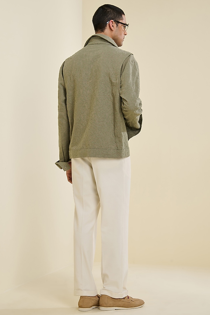 Sage Linen Safari Jacket by S&N by Shantnu Nikhil Men at Pernia's Pop Up Shop