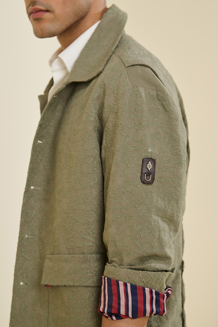 Sage Linen Safari Jacket by S&N by Shantnu Nikhil Men at Pernia's Pop Up Shop