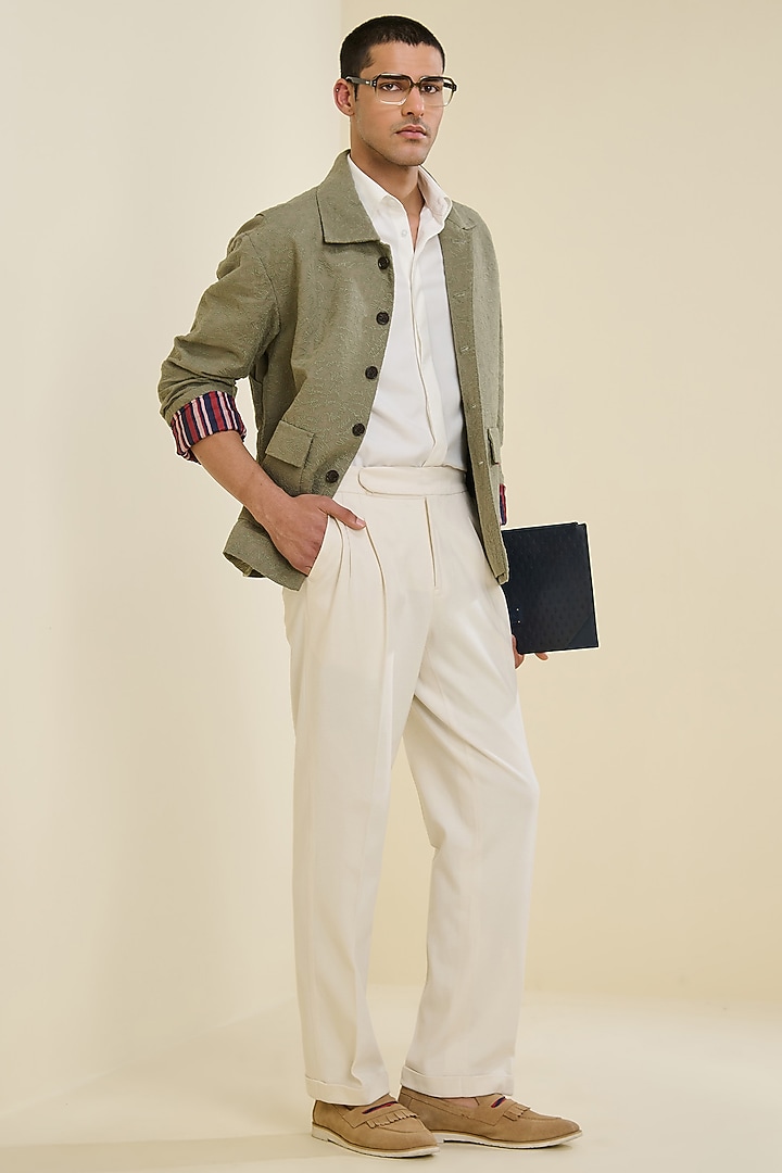 Sage Linen Safari Jacket by S&N by Shantnu Nikhil Men at Pernia's Pop Up Shop