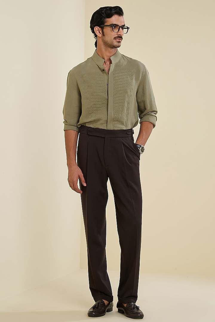 Sage Linen Wedding Shirt by S&N by Shantnu Nikhil Men at Pernia's Pop Up Shop