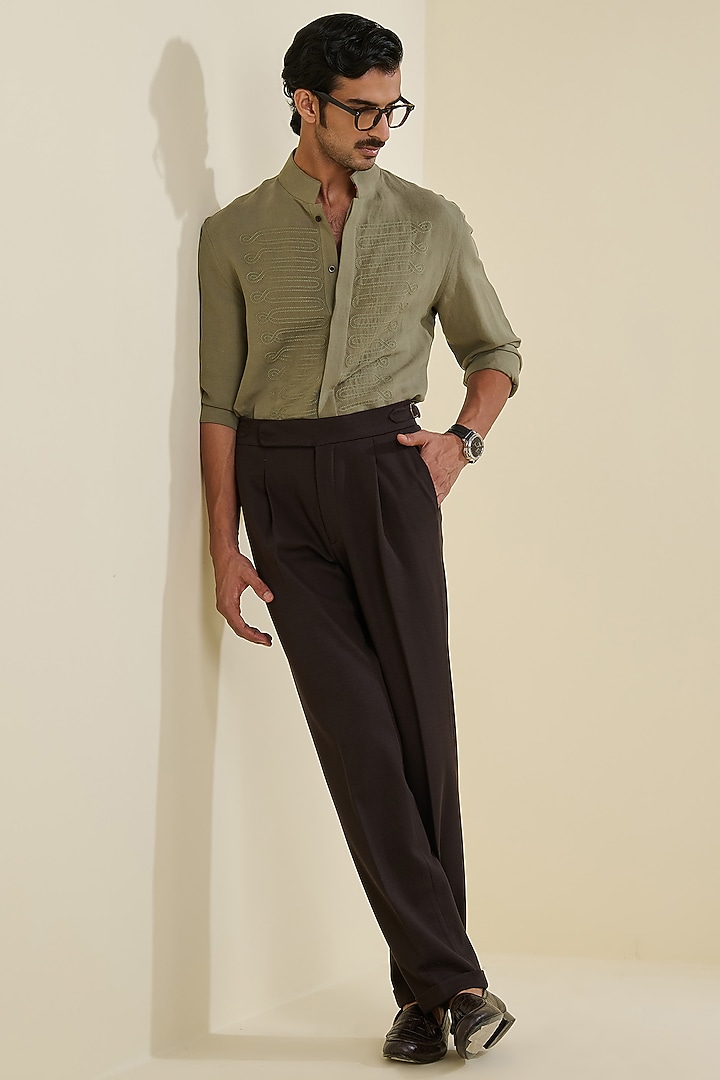 Sage Linen Wedding Shirt by S&N by Shantnu Nikhil Men at Pernia's Pop Up Shop