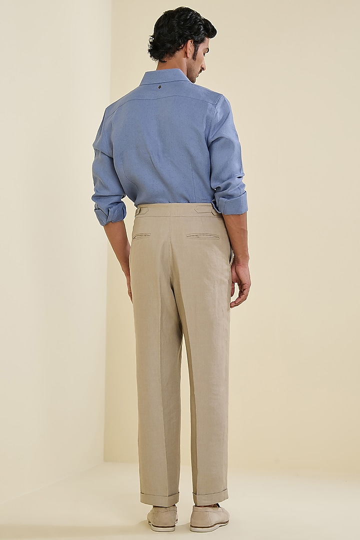 Denim Blue Linen Wedding Shirt by S&N by Shantnu Nikhil Men at Pernia's Pop Up Shop