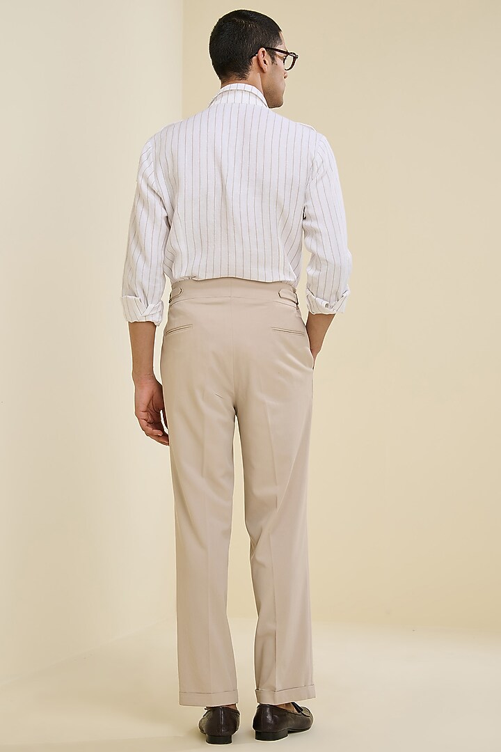 Off-White Linen Pinstripe Wedding Shirt by S&N by Shantnu Nikhil Men at Pernia's Pop Up Shop