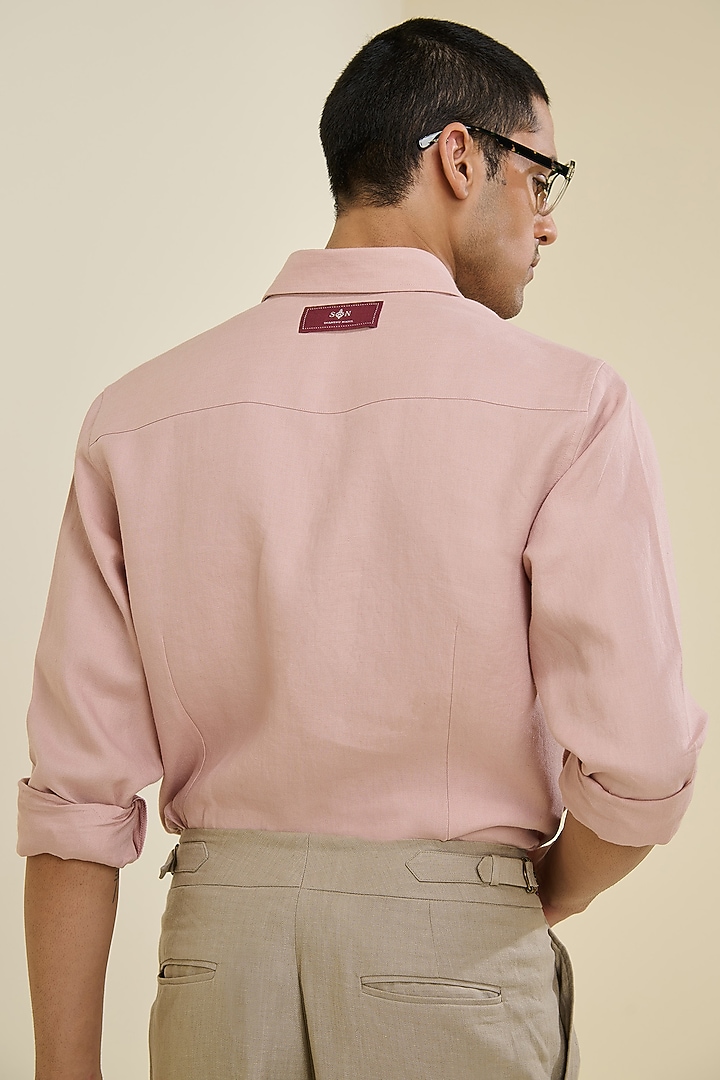 Pink Linen Wedding Shirt by S&N by Shantnu Nikhil Men at Pernia's Pop Up Shop
