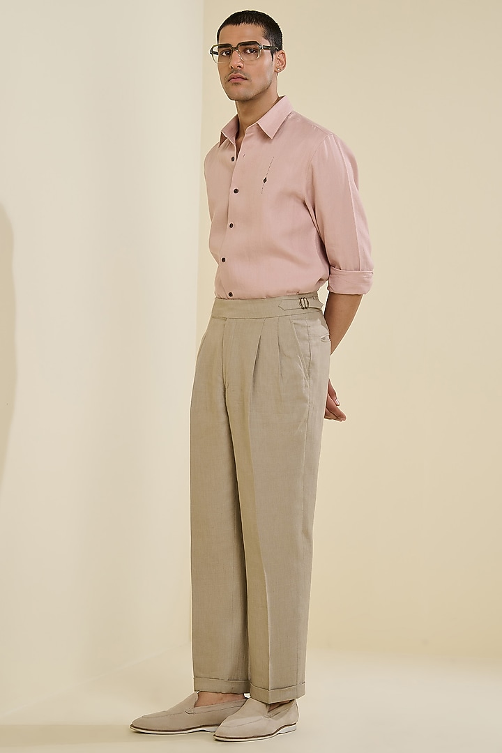 Pink Linen Wedding Shirt by S&N by Shantnu Nikhil Men at Pernia's Pop Up Shop