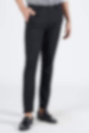 Black Brushed Suiting Fabric Trousers by S&N by Shantnu Nikhil Men at Pernia's Pop Up Shop