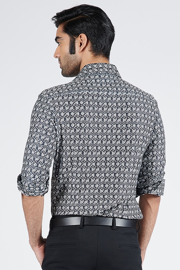 Buy Sandn By Shantnu Nikhil Men Black Poly Spandex Printed Shirt At Perniaspopupshopmen 2024 