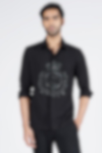 Black Suiting Terylene Wedding Shirt by S&N by Shantnu Nikhil Men at Pernia's Pop Up Shop