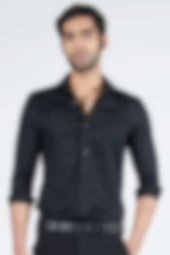Black Suiting Terylene Party Wear Shirt by S&N by Shantnu Nikhil Men at Pernia's Pop Up Shop