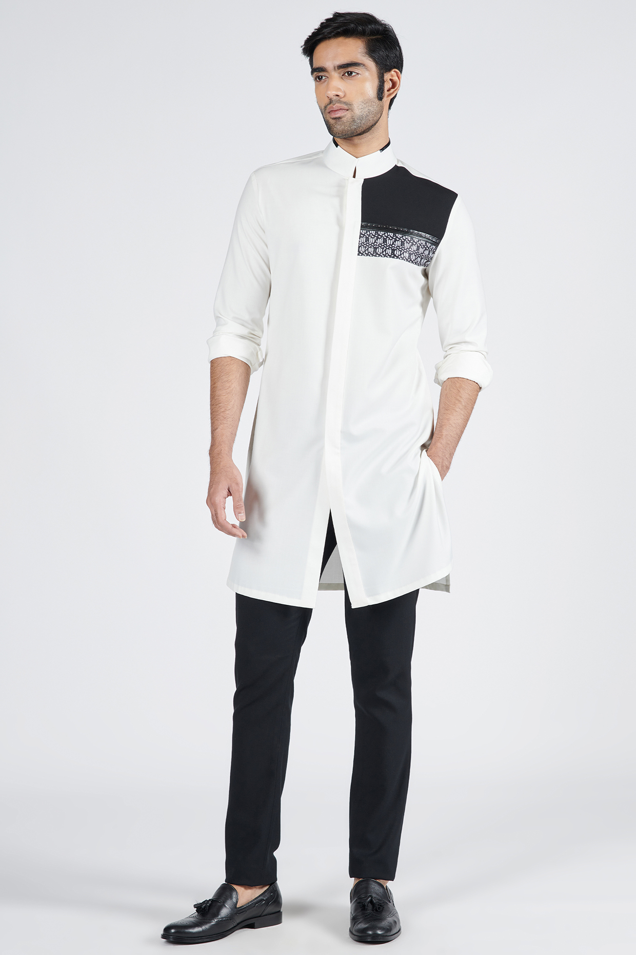 Off-White Poly Viscose Suiting Kurta by S&N by Shantnu Nikhil Men at Pernia's Pop Up Shop