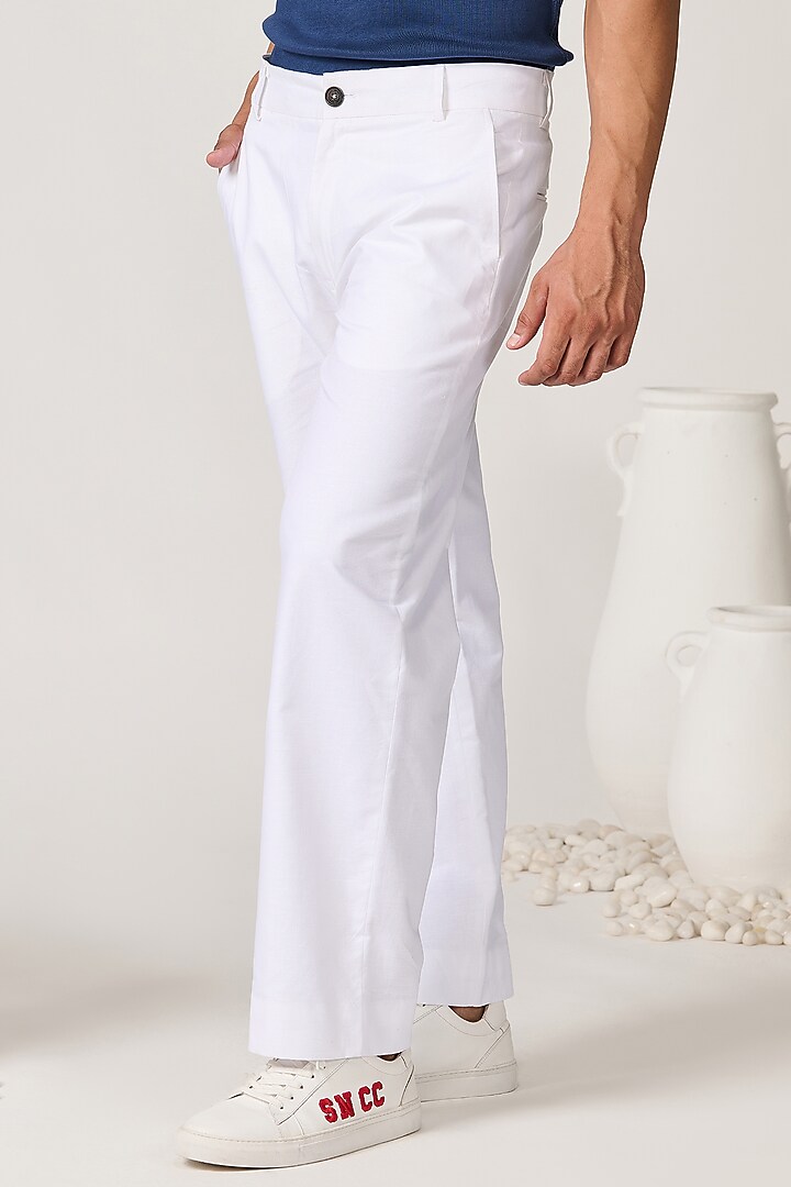 Off-White Linen Trousers by S&N by Shantnu Nikhil Men at Pernia's Pop Up Shop