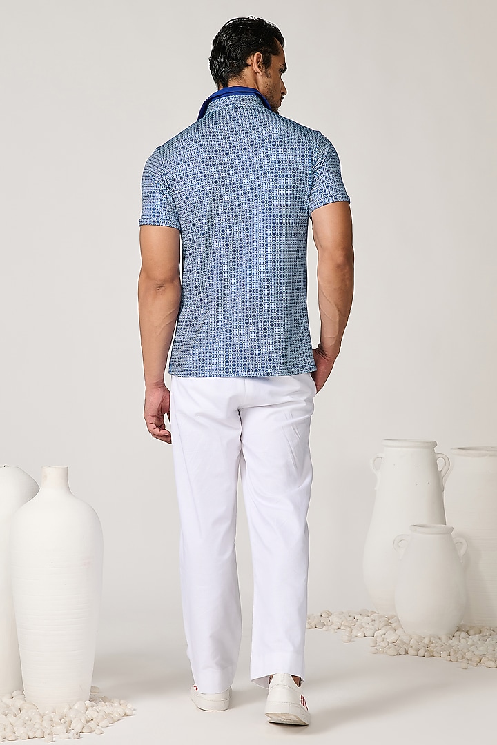 Blue Crepe Jersey Printed T-Shirt by S&N by Shantnu Nikhil Men at Pernia's Pop Up Shop