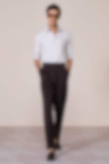Light Grey Bamboo Suiting Blend Threadwork Shirt by S&N by Shantnu Nikhil Men