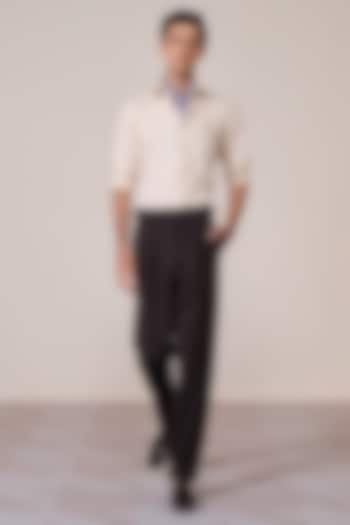 Light Peach Bamboo Suiting Blend Threadwork Shirt by S&N by Shantnu Nikhil Men
