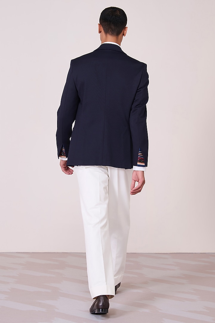 Navy Poly Jersey Jacket by S&N by Shantnu Nikhil Men at Pernia's Pop Up Shop