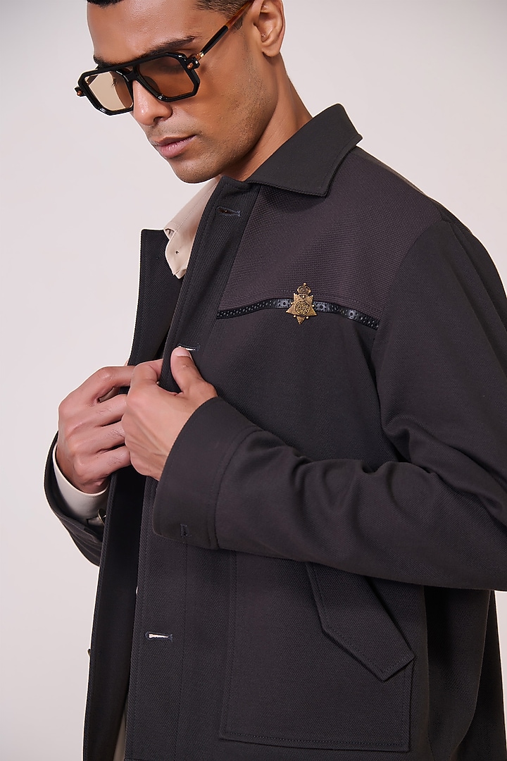 Grey Cotton Poly Blend Jacket by S&N by Shantnu Nikhil Men at Pernia's Pop Up Shop