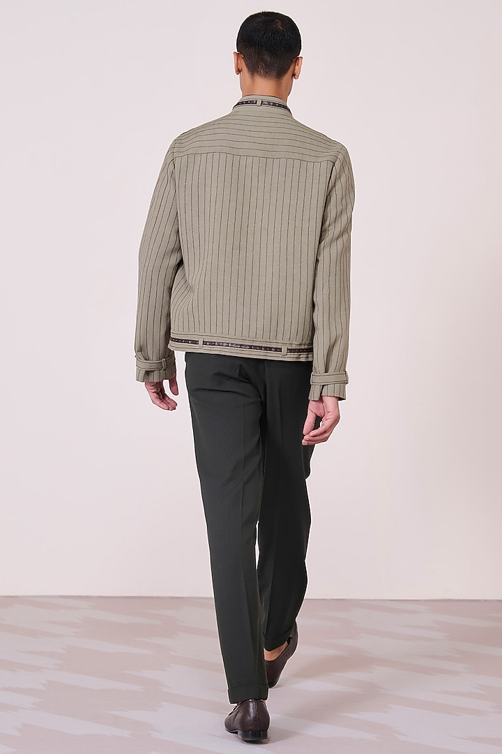 Olive Rayon Linen Jacket by S&N by Shantnu Nikhil Men at Pernia's Pop Up Shop