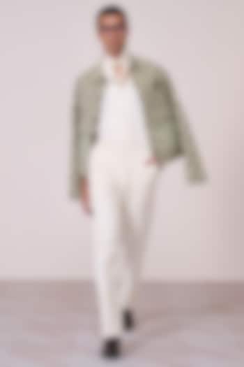 Olive Tencel Cotton Spandex Jacket by S&N by Shantnu Nikhil Men
