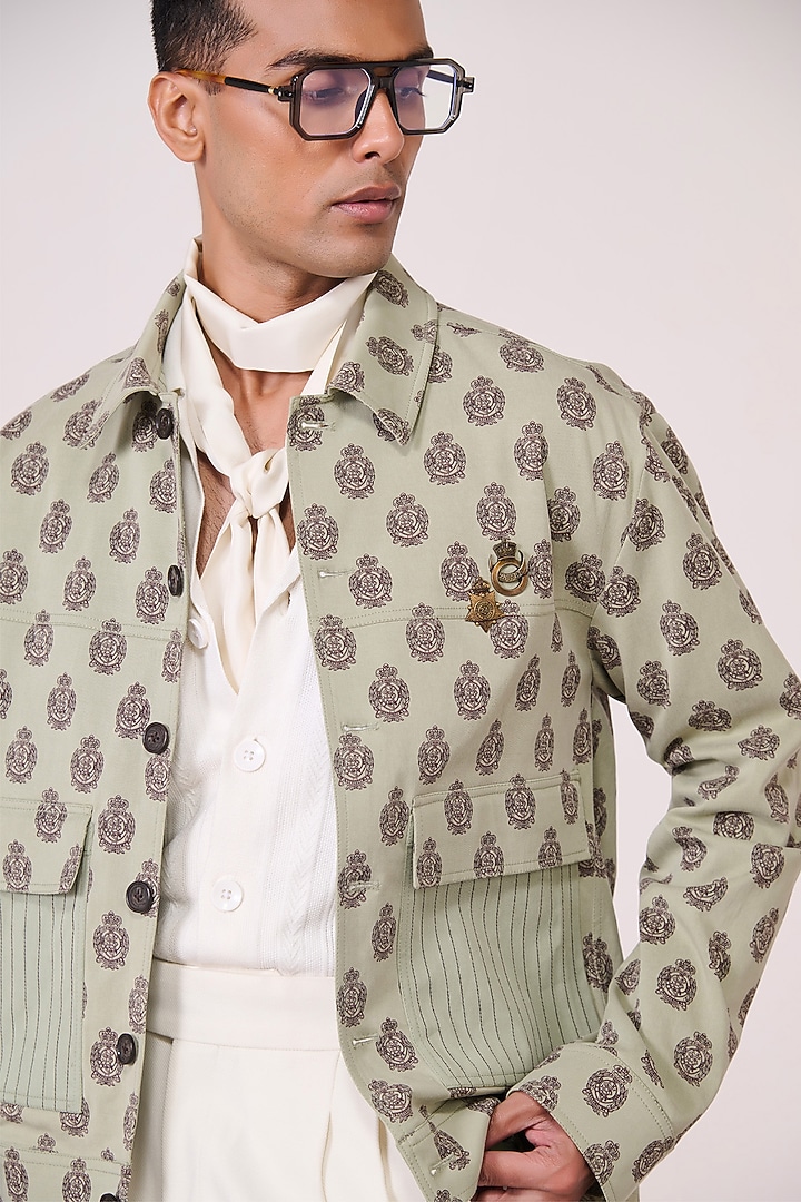 Olive Tencel Cotton Spandex Jacket by S&N by Shantnu Nikhil Men at Pernia's Pop Up Shop