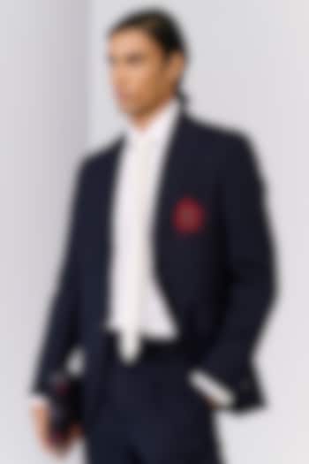 Navy Poly Blend Viscose Lycra Jacket by S&N by Shantnu Nikhil Men