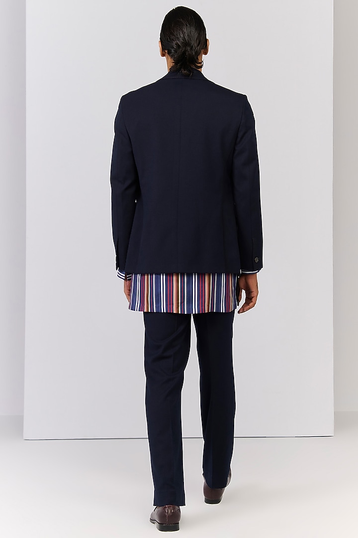 Navy Poly Blend Viscose Lycra Jacket by S&N by Shantnu Nikhil Men at Pernia's Pop Up Shop