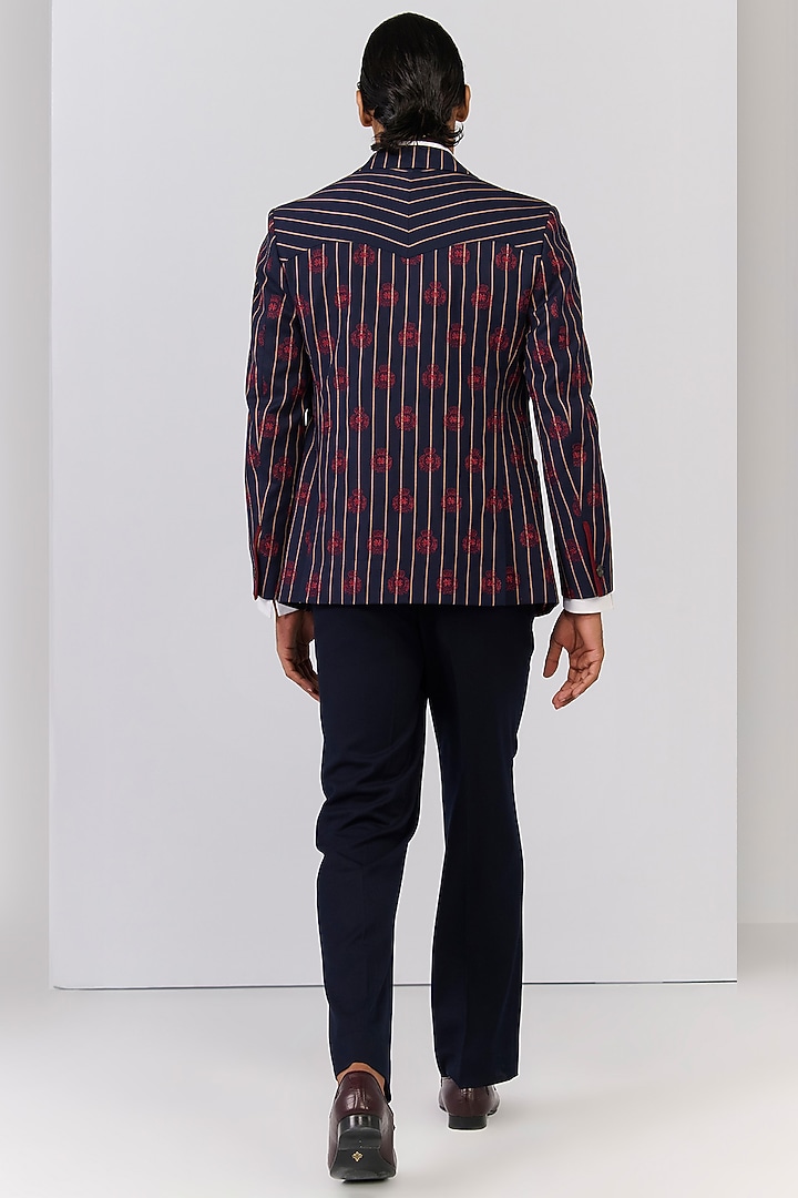 Navy Suiting Striped Jacket by S&N by Shantnu Nikhil Men at Pernia's Pop Up Shop