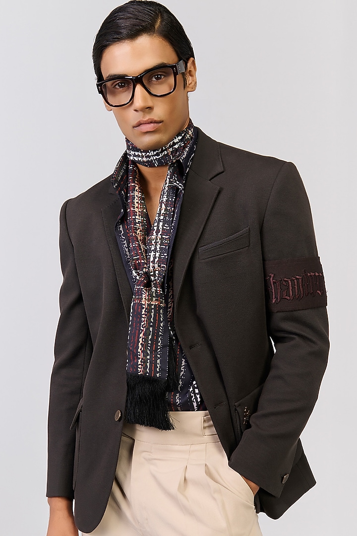 Fossil Grey Cotton Poly Blend Jacket by S&N by Shantnu Nikhil Men
