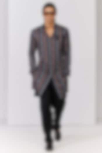 Multi-Colored Crepe Jersey Striped Kurta by S&N by Shantnu Nikhil Men