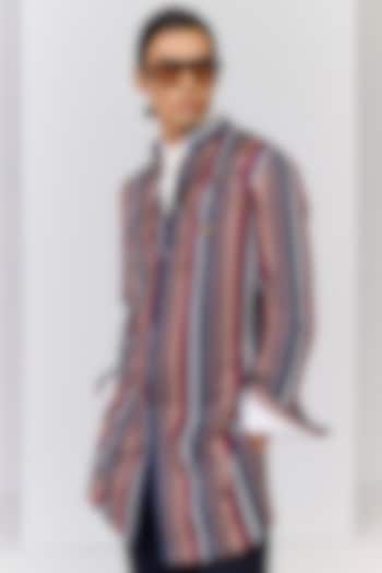 Multi-Colored Crepe Jersey Striped Printed Kurta by S&N by Shantnu Nikhil Men