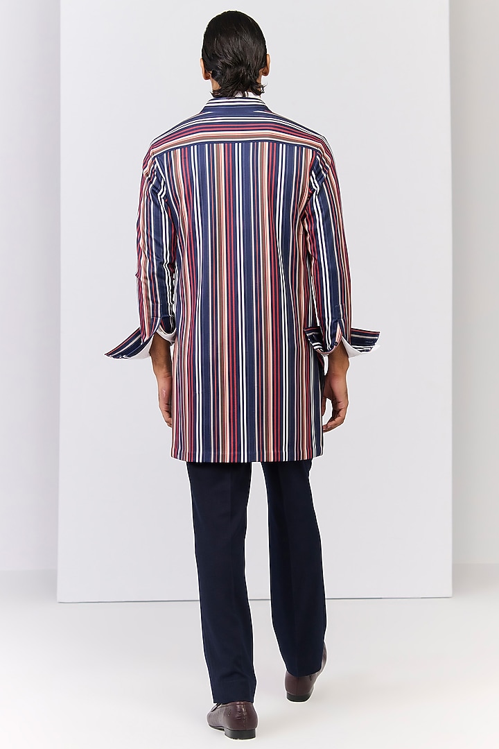 Multi-Colored Crepe Jersey Striped Printed Kurta by S&N by Shantnu Nikhil Men at Pernia's Pop Up Shop