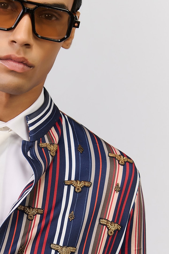 Multi-Colored Crepe Jersey Striped Printed Kurta by S&N by Shantnu Nikhil Men at Pernia's Pop Up Shop