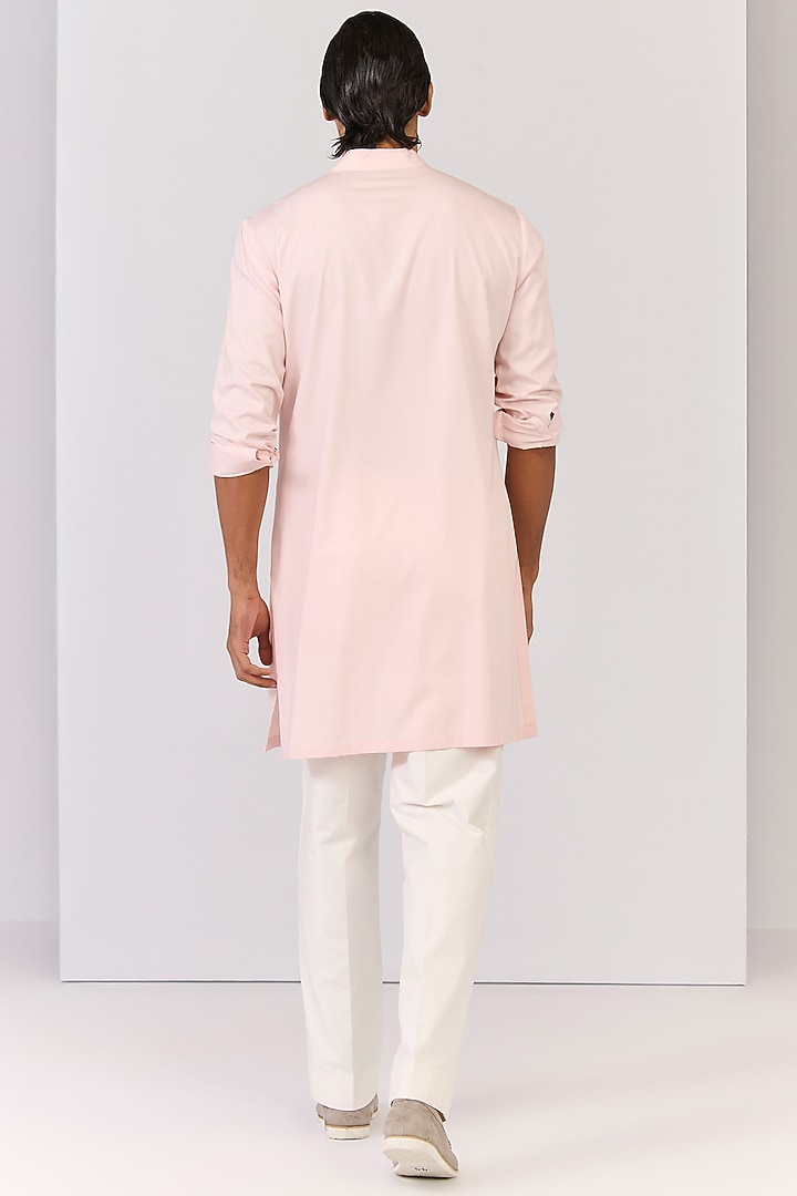 Light Pink Bamboo Cotton Kurta by S&N by Shantnu Nikhil Men at Pernia's Pop Up Shop