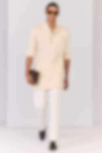 Light Peach Bamboo Cotton Kurta by S&N by Shantnu Nikhil Men