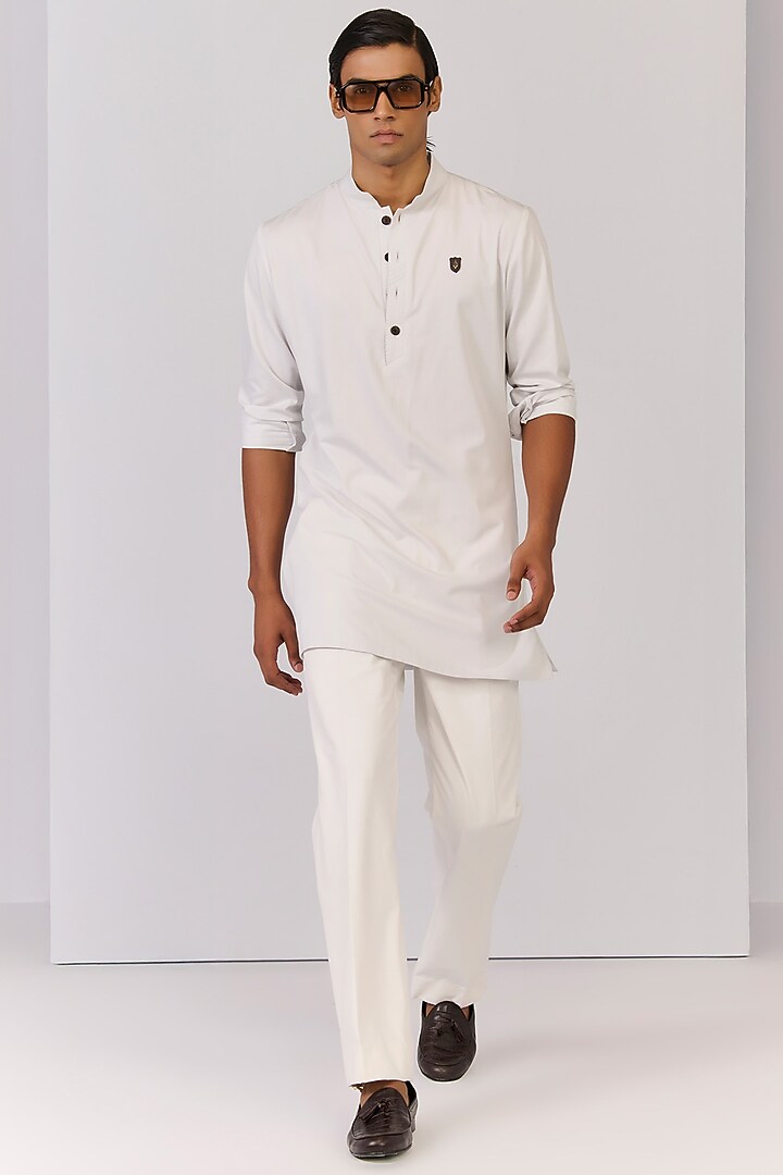Light Grey Bamboo Cotton Kurta by S&N by Shantnu Nikhil Men