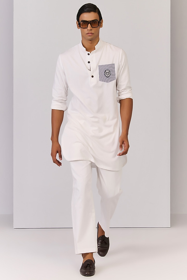 White Bamboo Cotton Kurta by S&N by Shantnu Nikhil Men
