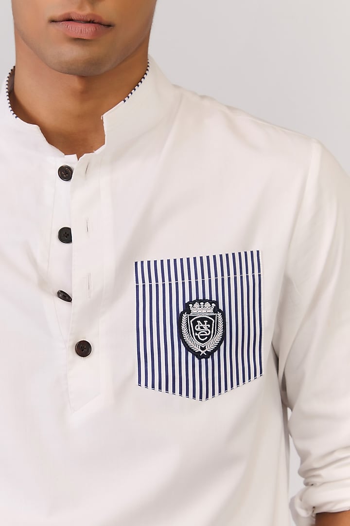 White Bamboo Cotton Kurta by S&N by Shantnu Nikhil Men at Pernia's Pop Up Shop