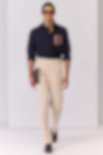 Navy Tencel Rayon Spandex Shirt by S&N by Shantnu Nikhil Men