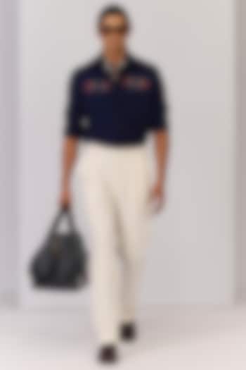 Navy Terylene Viscose Lycra Shirt by S&N by Shantnu Nikhil Men