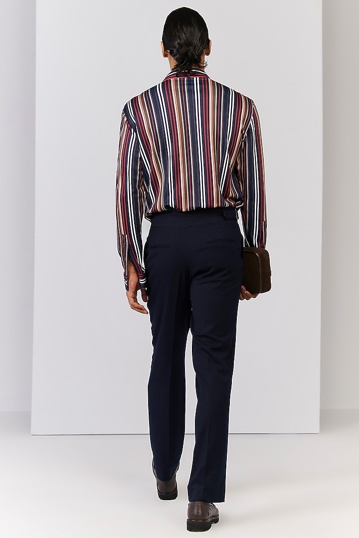 Multi-Colored Crepe Jersey Stripe Printed Wedding Shirt by S&N by Shantnu Nikhil Men at Pernia's Pop Up Shop
