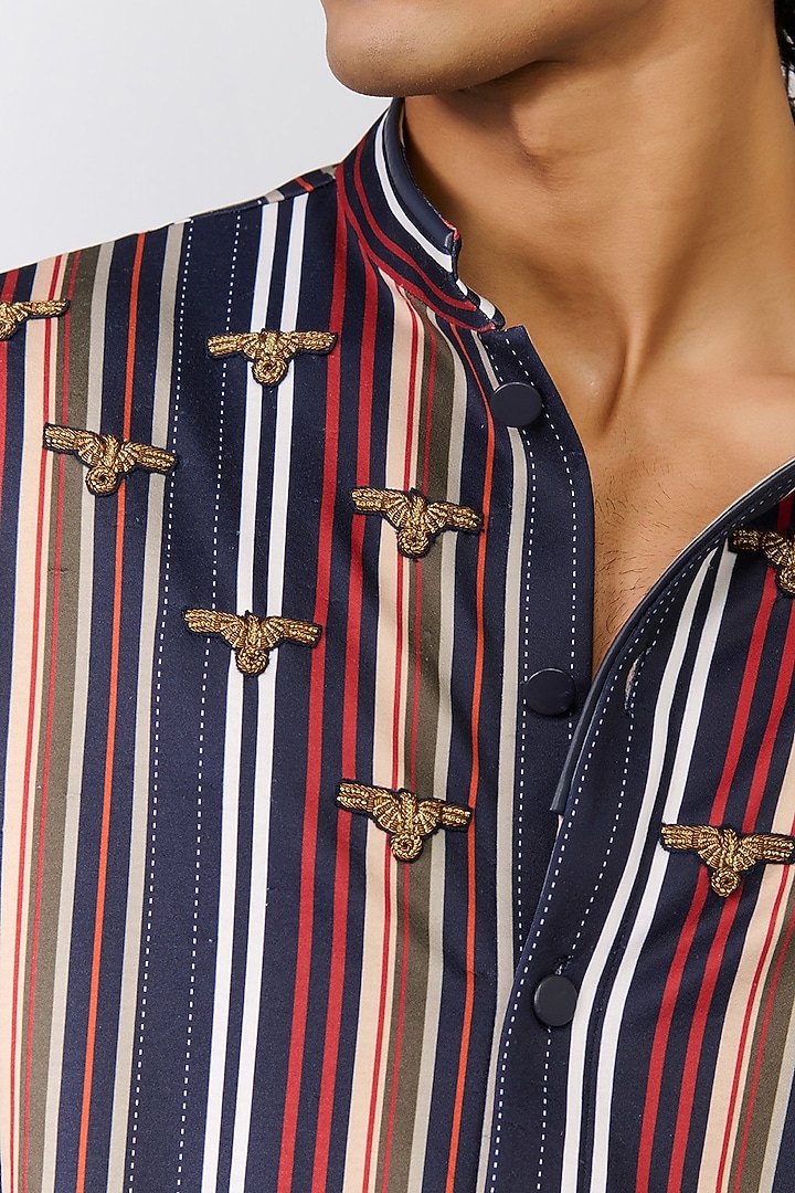 Multi-Colored Crepe Jersey Stripe Printed Wedding Shirt by S&N by Shantnu Nikhil Men at Pernia's Pop Up Shop