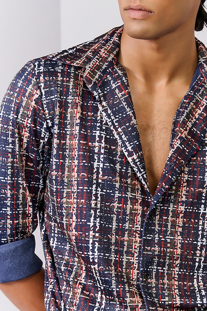Multi-Colored Crepe Jersey Striped Wedding Shirt by S&N by Shantnu Nikhil Men at Pernia's Pop Up Shop
