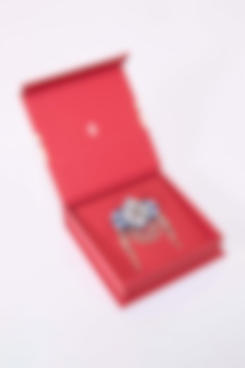 Navy Blue Faux Leather & Metal Brooch by S&N by Shantnu Nikhil Men at Pernia's Pop Up Shop