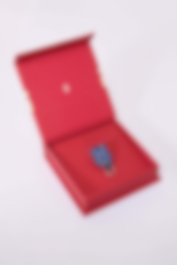 Navy Blue Faux Leather & Metal Brooch by S&N by Shantnu Nikhil Men at Pernia's Pop Up Shop