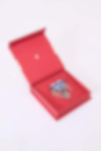 Navy Blue Faux Leather & Metal Brooch by S&N by Shantnu Nikhil Men at Pernia's Pop Up Shop