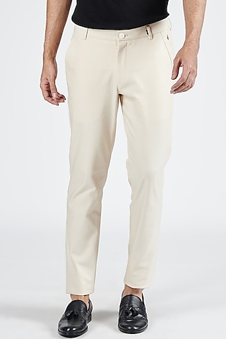 Buy Off White Cotton Cream Trouser Pant With Lader Design Pintux Indian  Pakistani Trouser Pant Online in India 